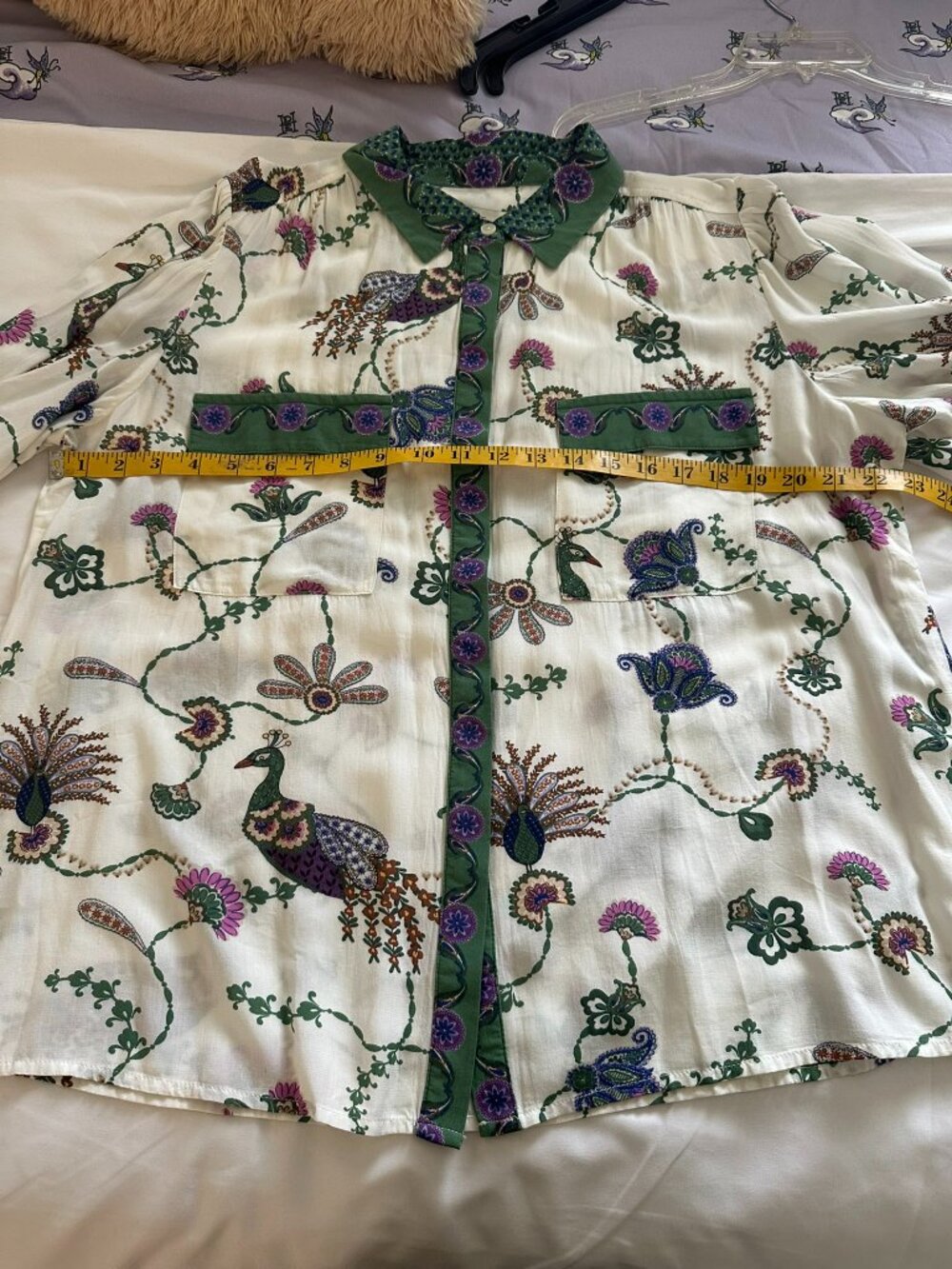 BNWT LOFT long Sleeve Bird print blouse size Large - Picture 3 of 6